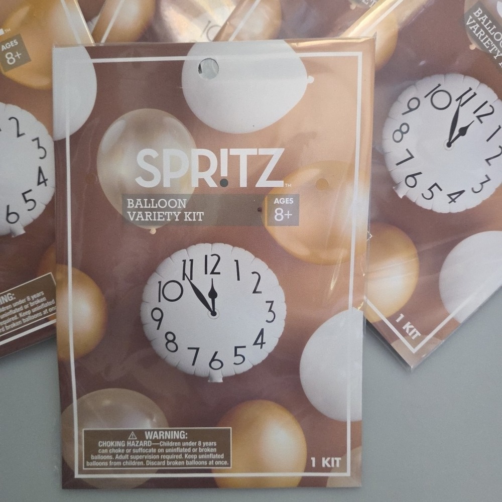 Spritz Balloon Variety Pack Gold White Clear *Lot of 6* New Years Birthday - Picture 2 of 3